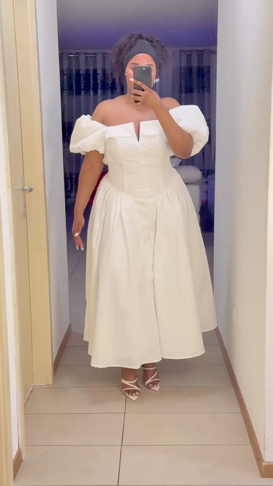 Robe longue blanche en popeline
